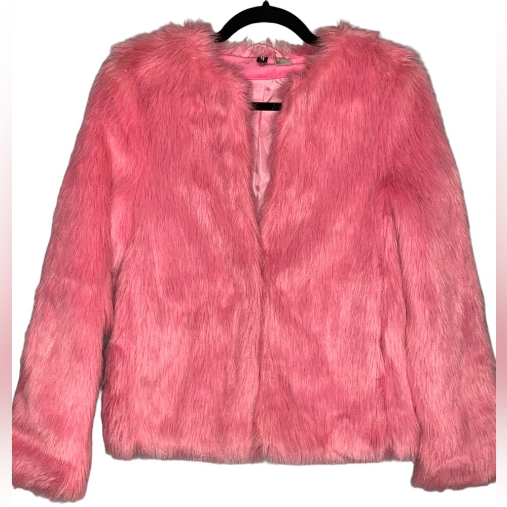 H&M Pink Faux Shaggy Fur Jacket